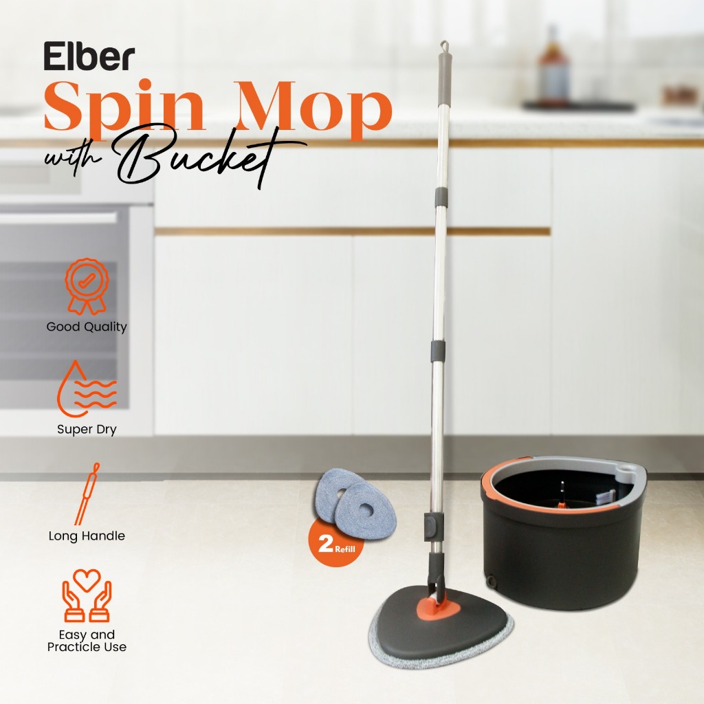 Alat Pel Lantai Putar Kain Pel Microfiber Lap Pel Peras Otomatis Ultra Mop Spin Mop Kain Pel Rotatin