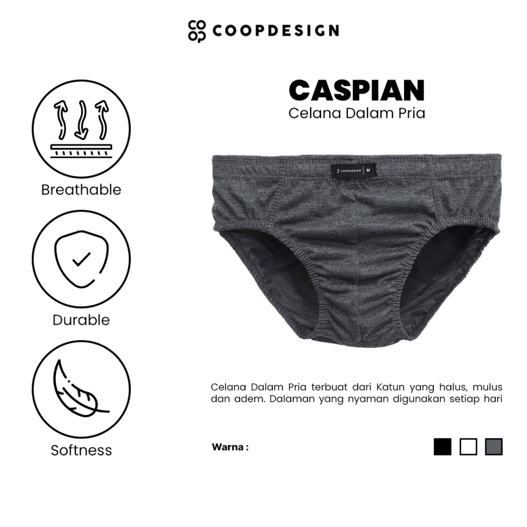 [BEST SELLER] Coop Design - Caspian Celana Dalam Cotton Pria Sempak Polos Stretch-Able Jumbo Big Siz