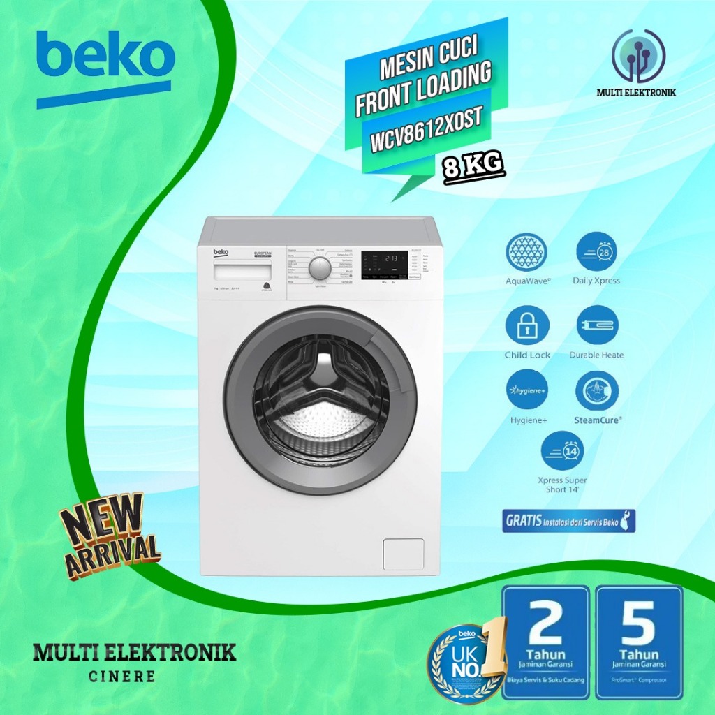 MESIN CUCI BEKO 8 KG - FRONT LOADING WCV8612XOST
