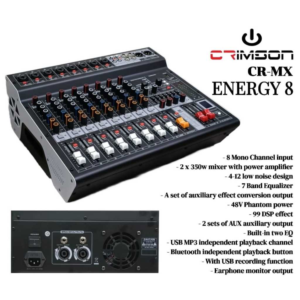 Power Mixer Crimson CR MX Energy 8 700watt 8 Channel Original Crimson CR-MX Energy8 Energy-8