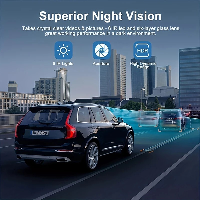 kamera mobil 3 kamera Wifi FHD layar 2 inch night vision dashcam A22