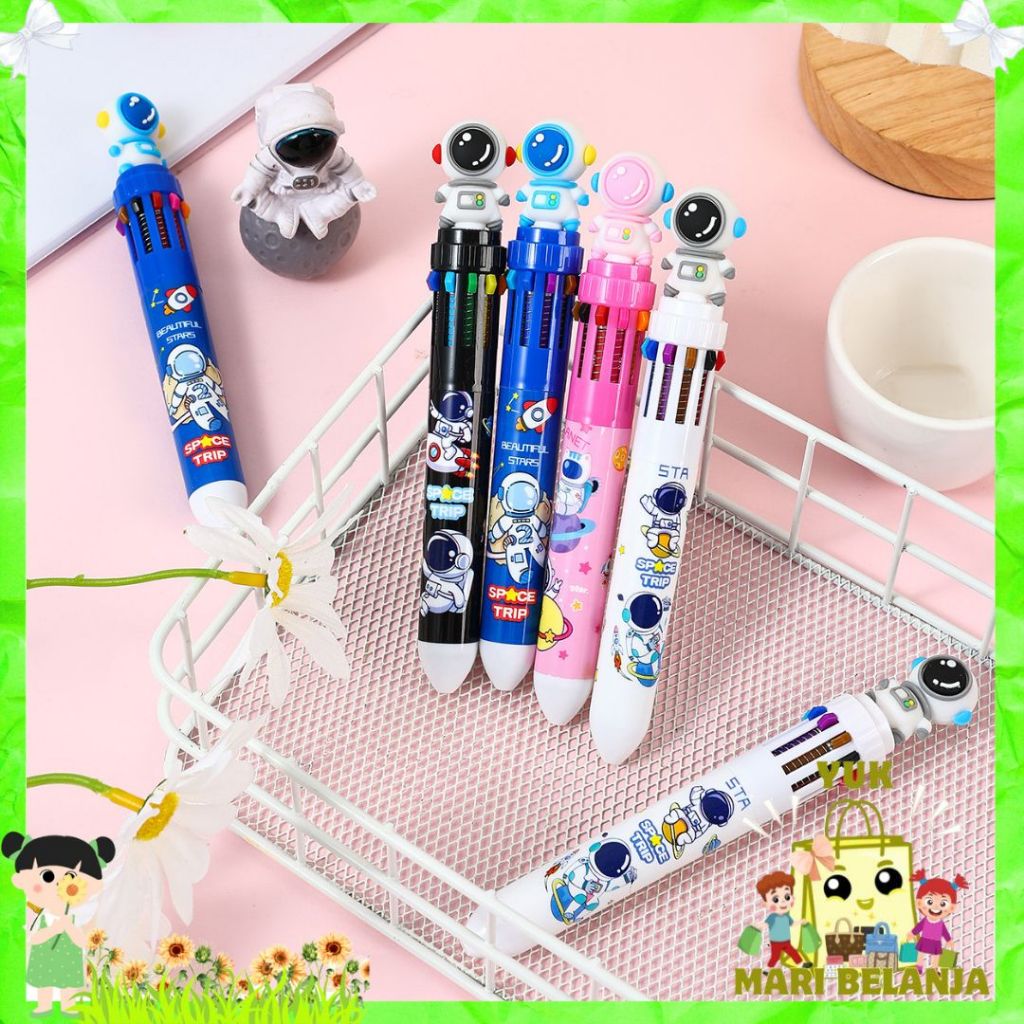 

ZBH Pulpen Mekanik 10 Warna Pena Mekanik Motif Boneka Astronot 3d Bolpen Gel Tinta 10 Warna Karakter Lucu Dengan Pilihan Warna Beragam Alat Tulis Sekolah Anak Super Imut