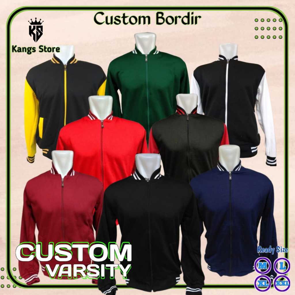 jaket varsity bordir custom satuan jaket baseball custom bordir