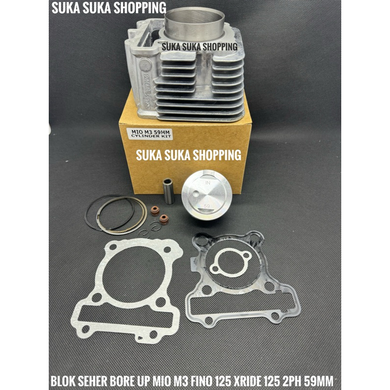 BLOK SEHER BORING BORINGAN 59MM PAKET BOREUP BORE UP MIO M3 FINO 125 MIO SOUL GT XRIDE 125 59 59MM