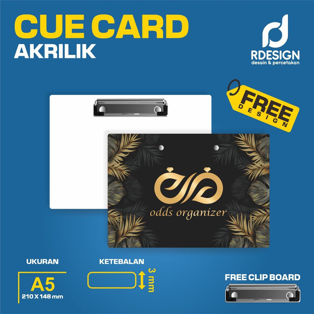UKURAN A5 CUE CARD / Q CARD MC, PEMBAWA ACARA BAHAN AKRILIK TEBAL 3MM