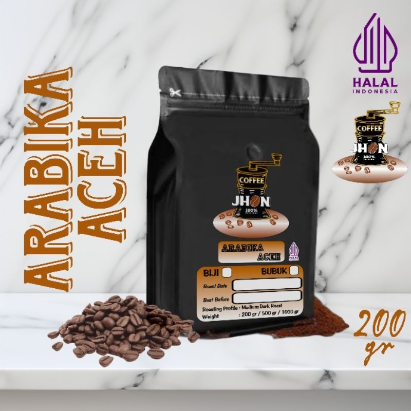 

Kopi Arabika Aceh Gayo Takengon Premium Biji atau Bubuk Kemasan 200gr