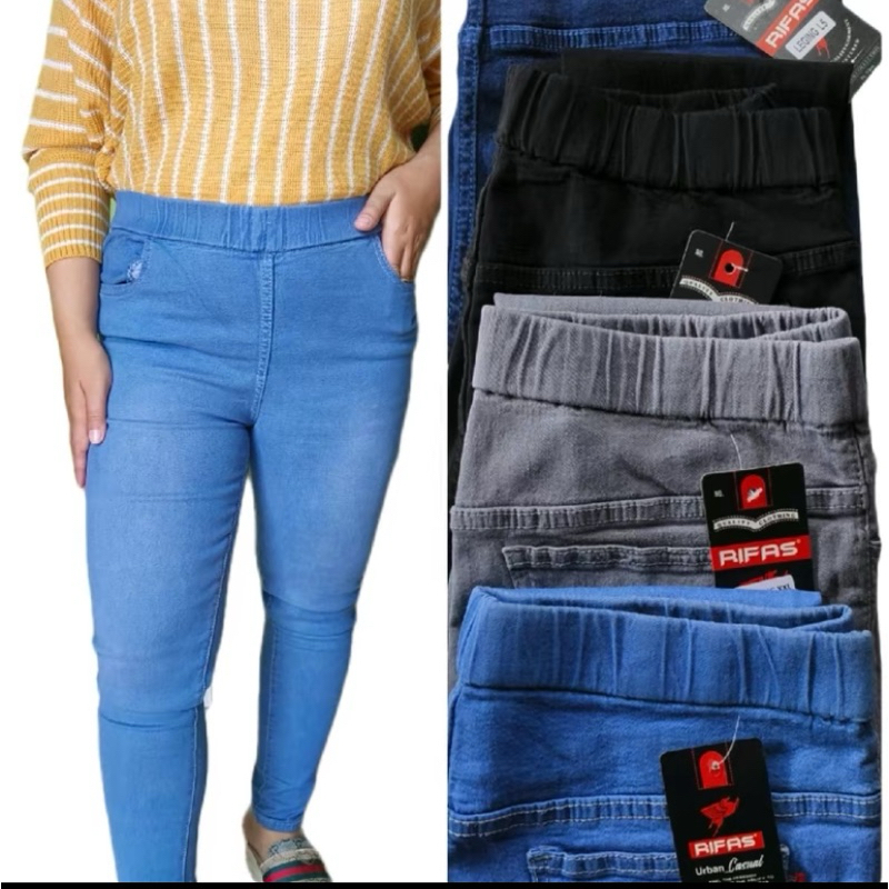 Celana Jeans legging Jumbo wanita || Legging Jeans Murah || Jeans Wanita Jumbo