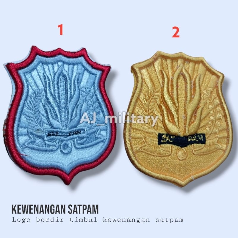 LOGO KEWENANGAN SATPAM KUNING PUTIH LIS MERAH BORDIR TIMBUL