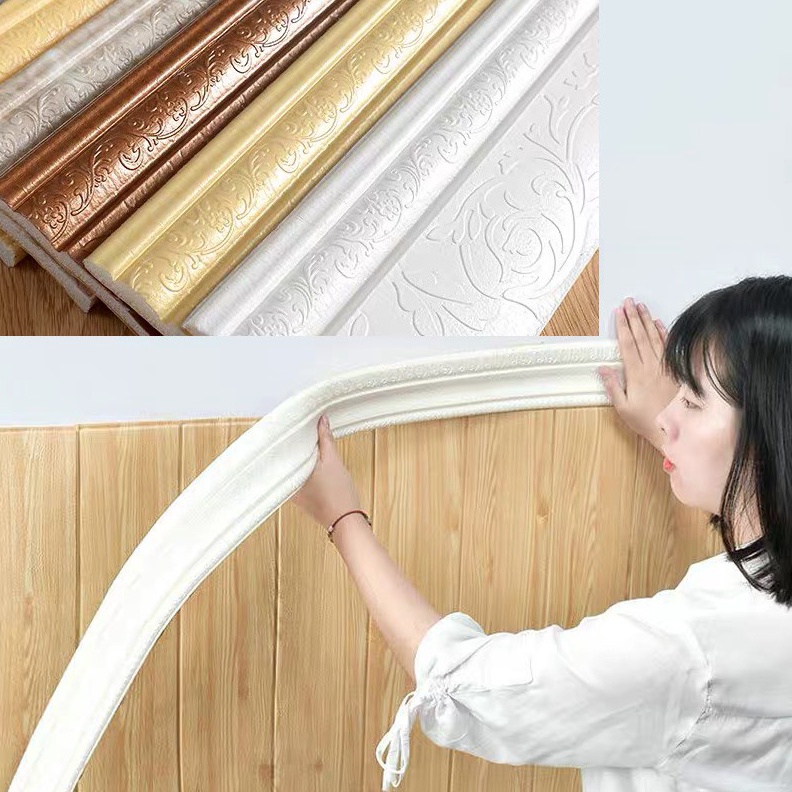 MAKSIMAL TEBAL Wall Border List Foam 3D 8mm Wallpaper Tebal List Dinding Border Plafon Stiker Dekora