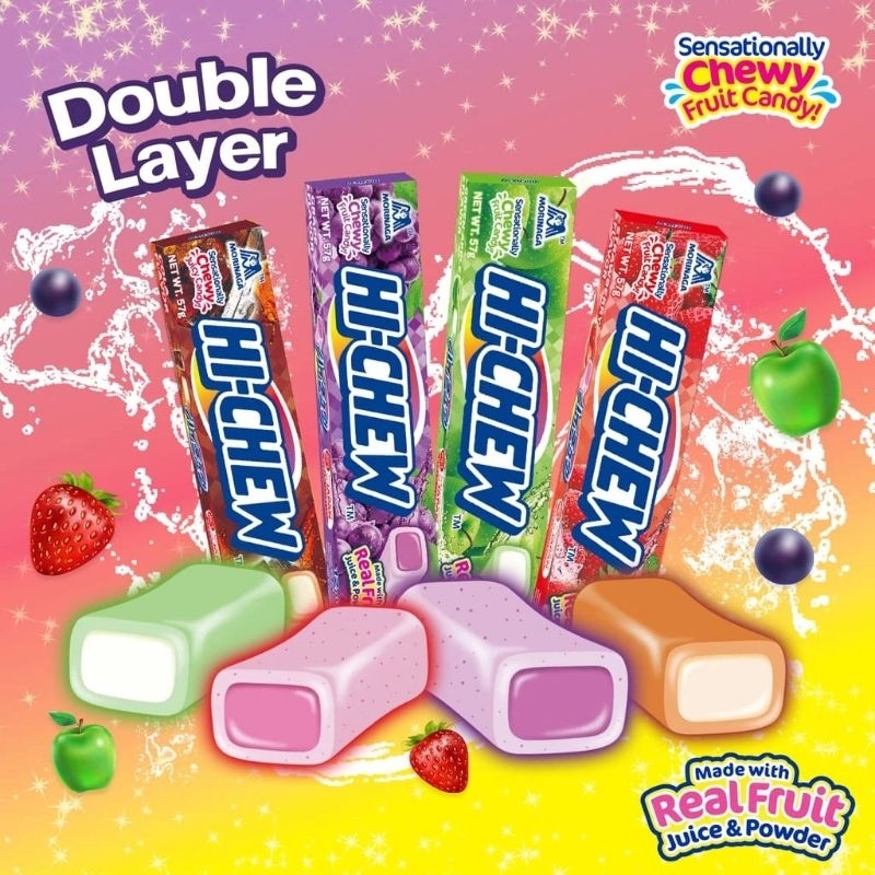

Morinaga Hi Chew permen chewy dengan sari buah asli dari morinaga
