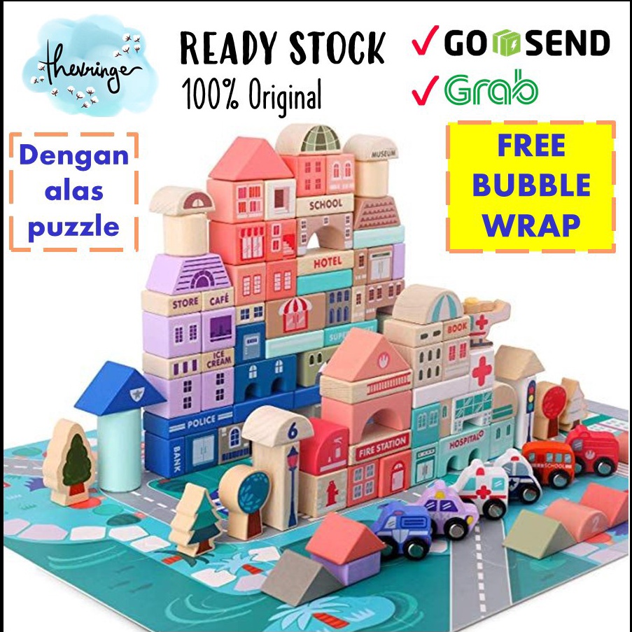 KODE Y82H MAGIC COLOR CITY BUILDING BLOCKS URBAN PASTEL 115 PCS block kayu mainan anak balok 115PCS