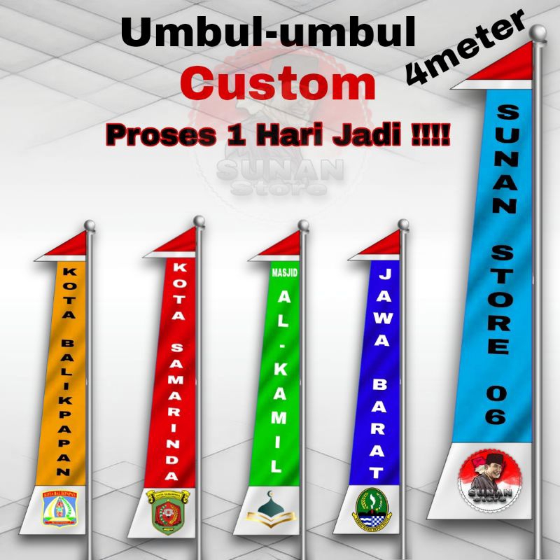 Bendera Umbul umbul Custom Jumbo 4meter ( Premium )