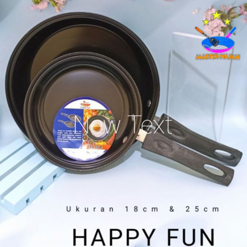 Fry pan Set 2pcs enamel Hitam (Happy fun)