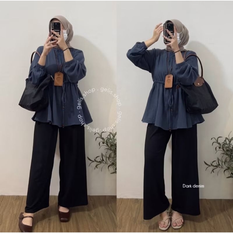 KARIN TOP BLOUSE GELIS.SHOP/BLOUSE PINGGANG SERUT gelis.shop