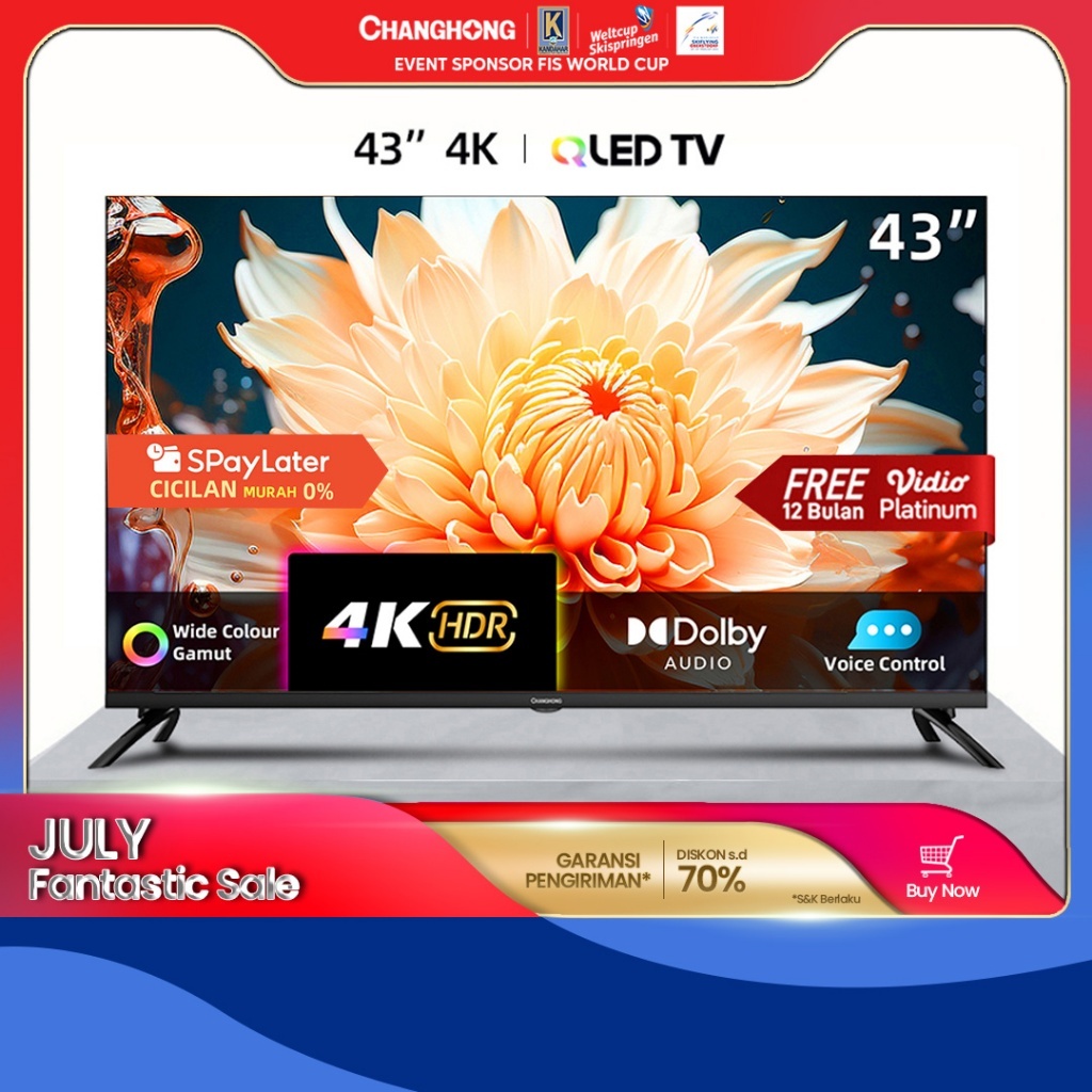 TV CHANGHONG 43 INCH QLED TV 4K U43QCN1 GOOGLE TV DIGITAL 43INCH