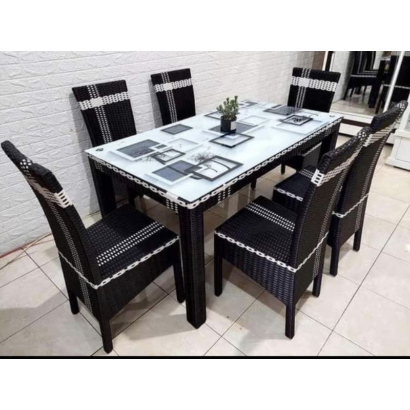 MEJA MAKAN 6K ROTAN SINTETIS