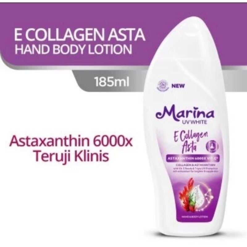 [READY SIAP KIRIM] MARINA UV WHITE E COLLAGEN ASTAXANTHIN 6000X VIT C 185ML HAND & BODY LOTION