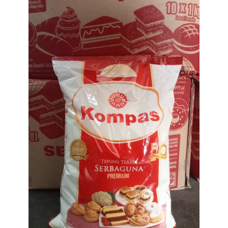 

TEPUNG TERIGU PREMIUM KOMPAS 1KG 1DUS ISI 10PCS