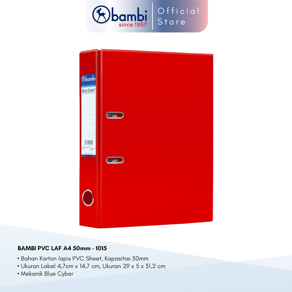 

Bambi Ordner A4 MID SIZE 50 mm Red PVC Lever Arch File A4 kode 1015