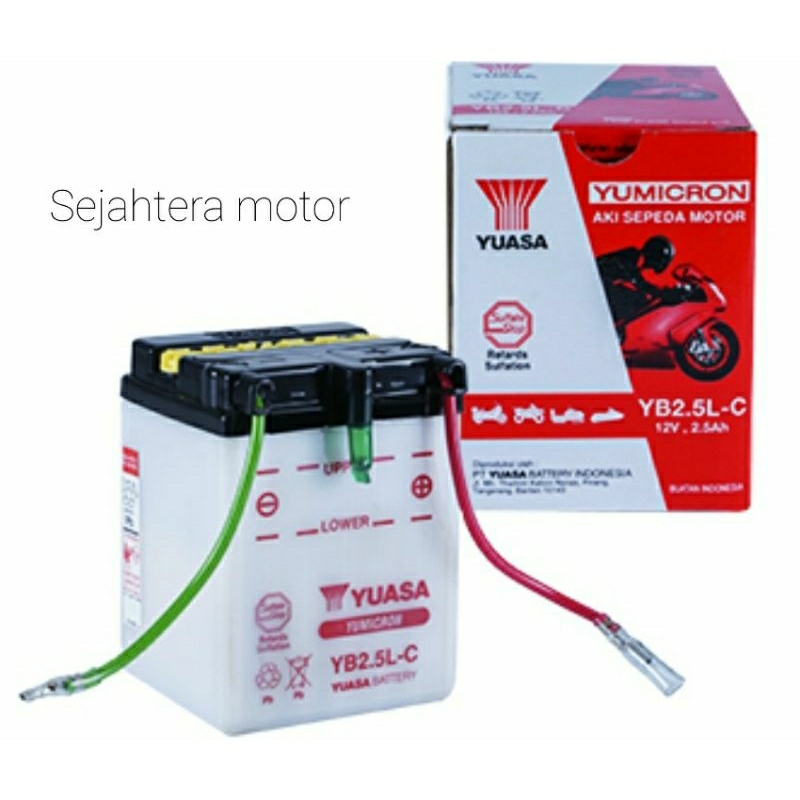 Baterai Aki BASAH asli YUASA YB2.5L-C untuk motor GL-PRO