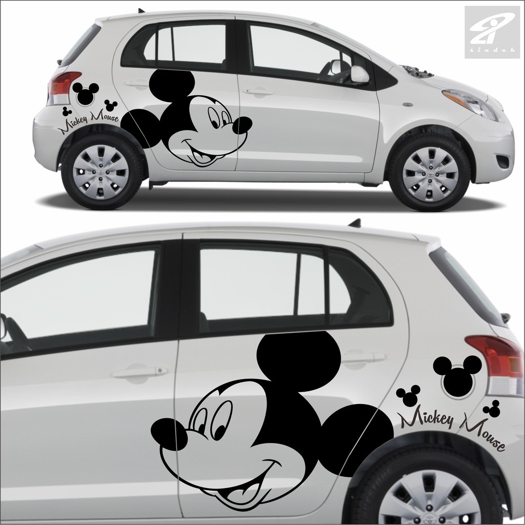 sindeh graphica cutting sticker mobil mickey mouse smile happy lucu stiker mobil agya ayla brio jazz