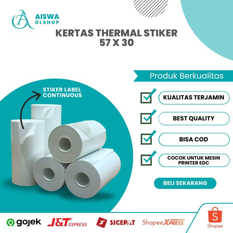 

KERTAS THERMAL LEBEL STIKER 57X30