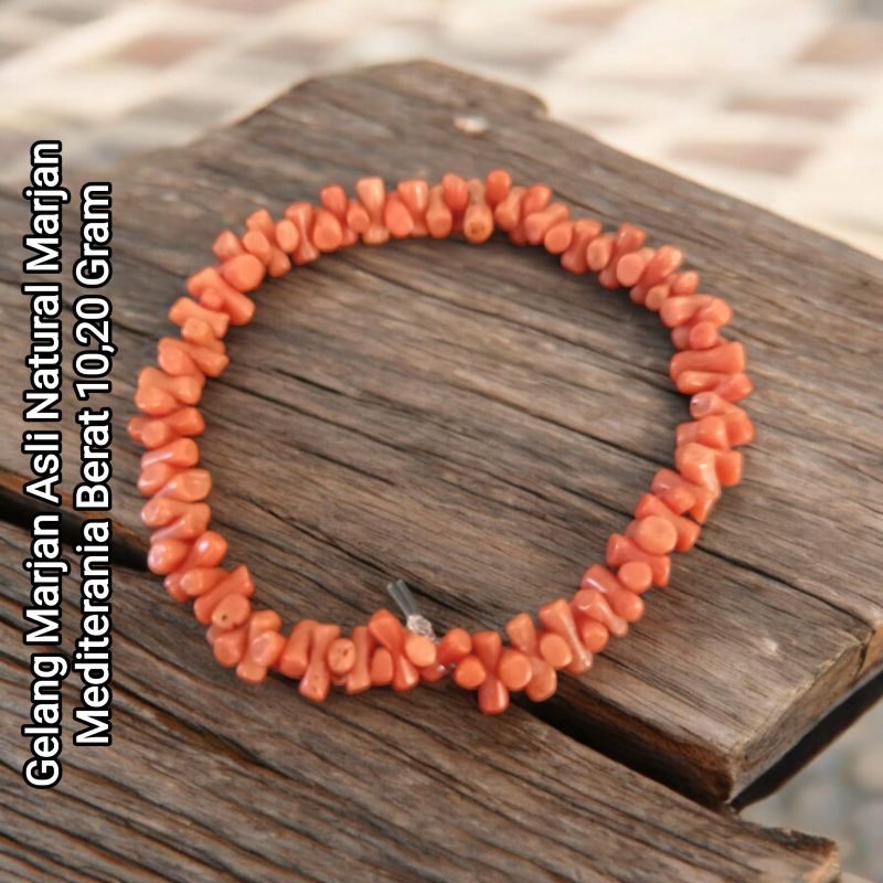 Gelang Batu Marjan Asli Natural Marjan Ranting laut merah mediterania