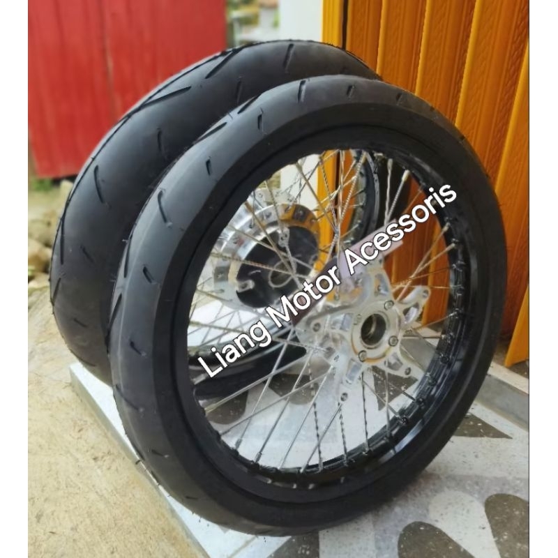 Sepaket Velg VRossi Ring 17 Lebar 160 X 185 Hitam Glossy Tromol Set Jari2 Plus Ban - Honda CB 150 R 