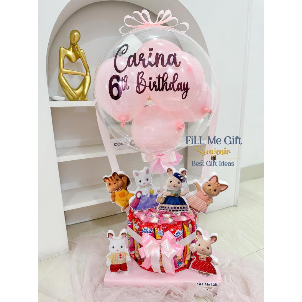 JT - Balon Snack Topper Birthday Bertema / Tart Snack Ulang Tahun Sylvanian Kelinci