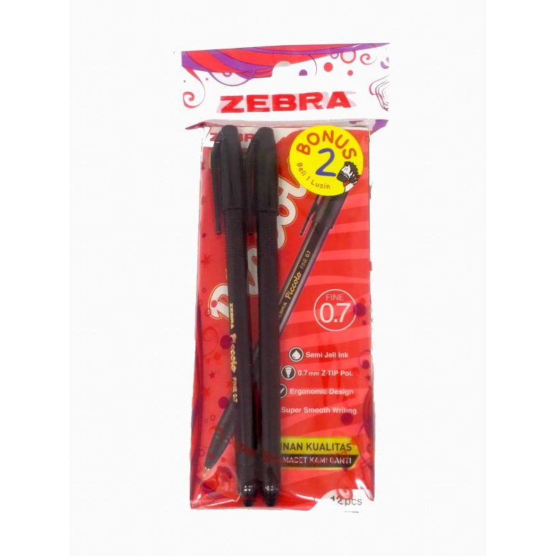 

Gramedia Bandung TSM - Zebra-Piccolo Pulpen Pen Ballpoint 0.7mm Hitam (12Pcs)