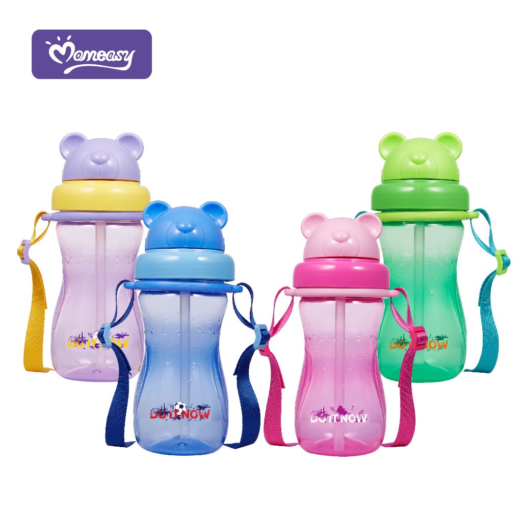 Botol Minum Anak Sedotan Bear 400ml MomEasy / Botol Minum Anak Sekolah / Botol Minum Sedotan Tali Pa