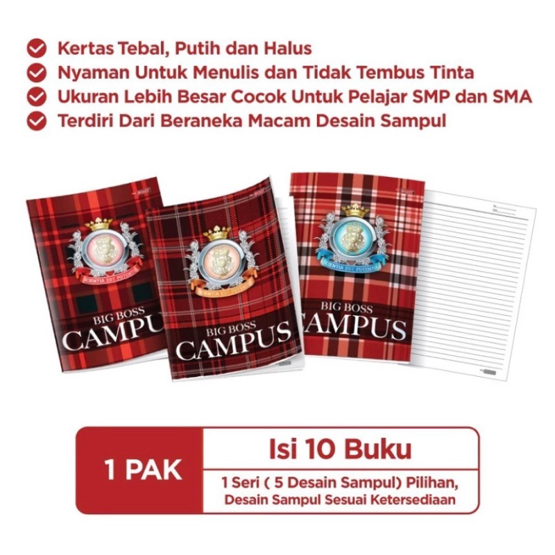 

LIVE EXTRA 25% Buku Tulis Big Boss Campus 50 Ber Pack Isi 10 pcs