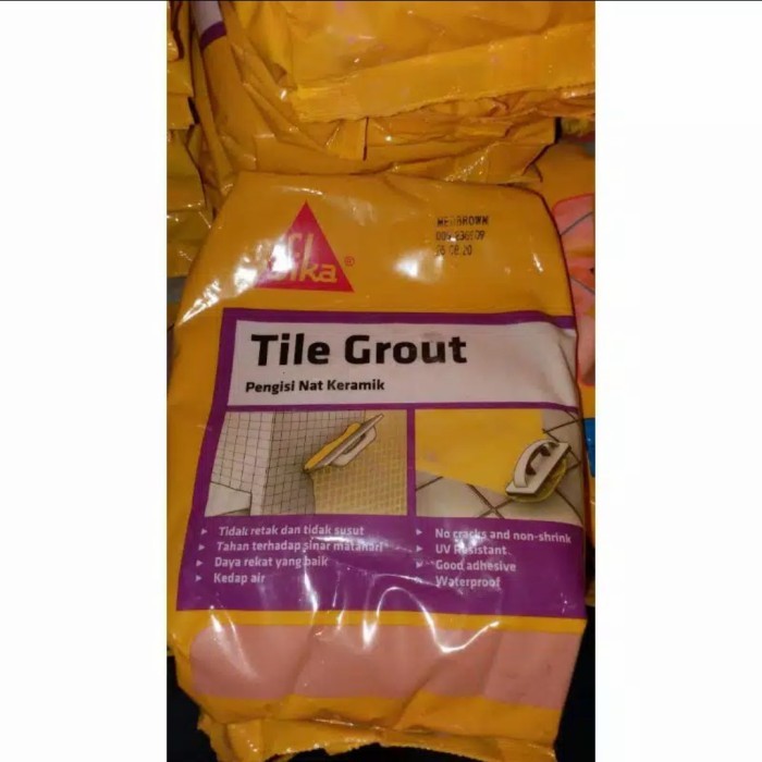 Sika - Tile Grout Med Brown | Pengisi Celah Nat Keramik Marmer Granit Mosaik Semen Warna Coklat 1Kg