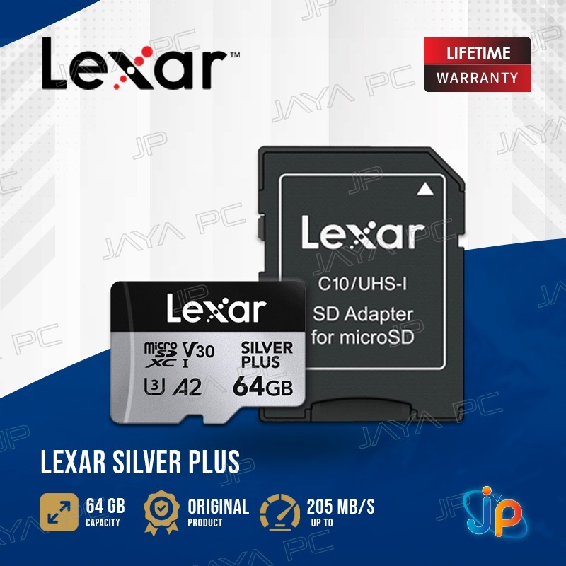 Lexar Professional Silver Plus MicroSDXC A2 64GB - Micro SD + Adapter