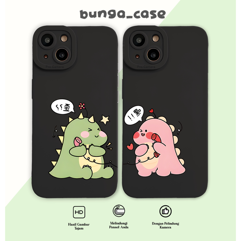 Case Hp Silikon & Clearcase lentur Couple Dino For Sam Op Vi Inf Ip Real XM Mobile Phone Casing