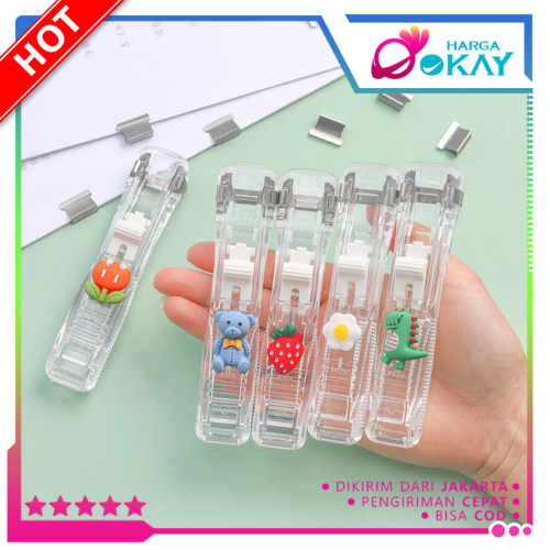

HO Kliper Penjepit Kertas Stapler Dorong Paper Clips Poratble Stainless Steel Staples Otomatis
