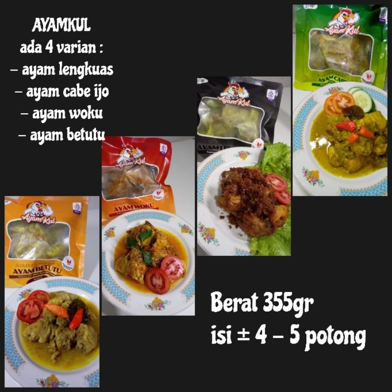 

AYAM KUL LENGKUAS CABE IJO BETUTU WOKU 350GR AYAMKUL FROZEN