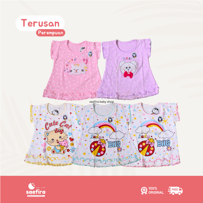 Saefira - Atasan/ Terusan Baju Bayi Perempuan by Nobuko Bayi 1-8 Bulan