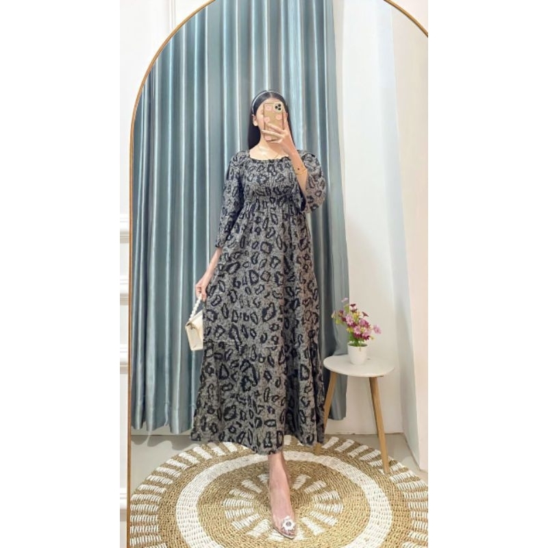Daster Batik Kekinian Dress Smok Motif Terbaru Full Karet Bagian Dada Panjang Semata Kaki