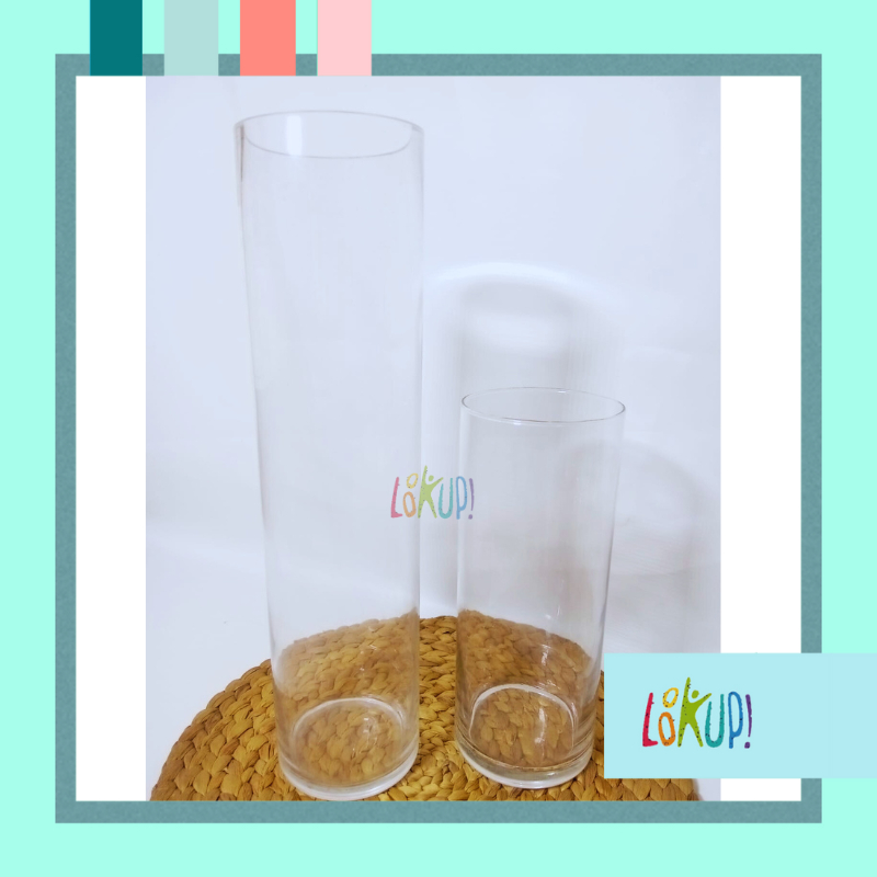 Vas Kaca Tinggi Bamboo / Vas Bunga Kaca Tabung / Vas Kaca Bening Hiasan Dekorasi Bunga