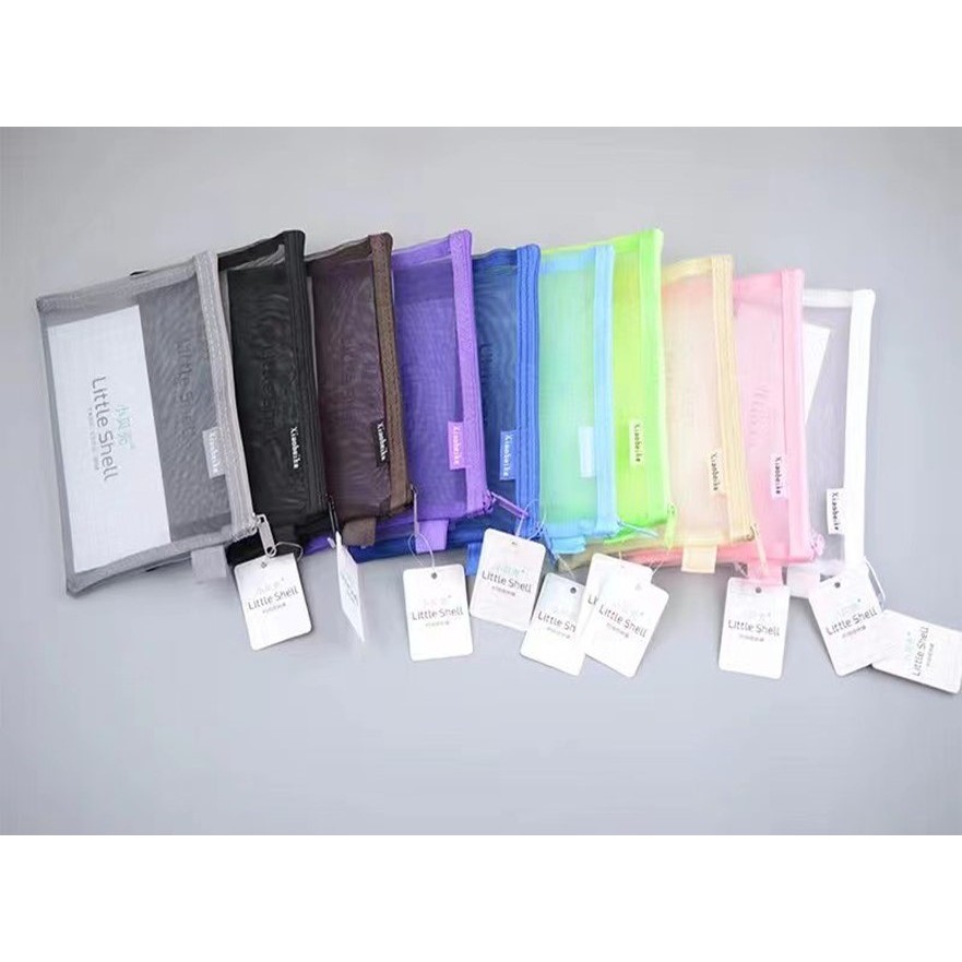 

Kotak Pensil Mesh Transparan / Tempat Pensil Mesh Transparan / Pencil Bag Mesh Transparan A6-202