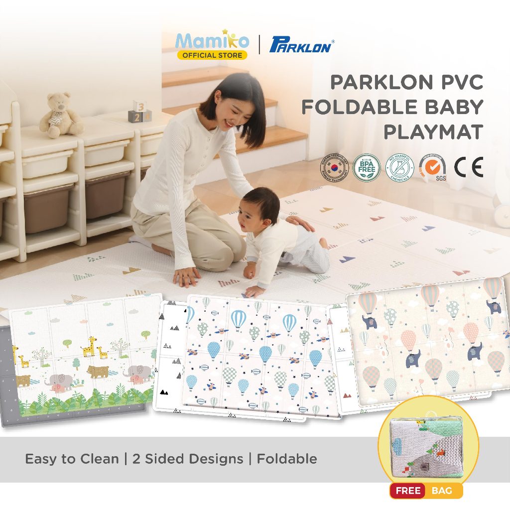 Mamiko X Parklo PVC Fold Playmat 130x190/140x230 cm Double Side Parklon | Karpet Lantai | Playmat Li