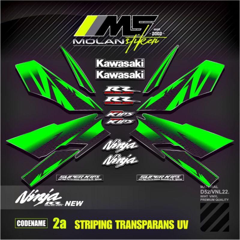 Decal Sticker Striping Variasi Tansparan Uv Ninja RR New 150 2Tak 2012-2017 Ninja RR SE Spesial Edis