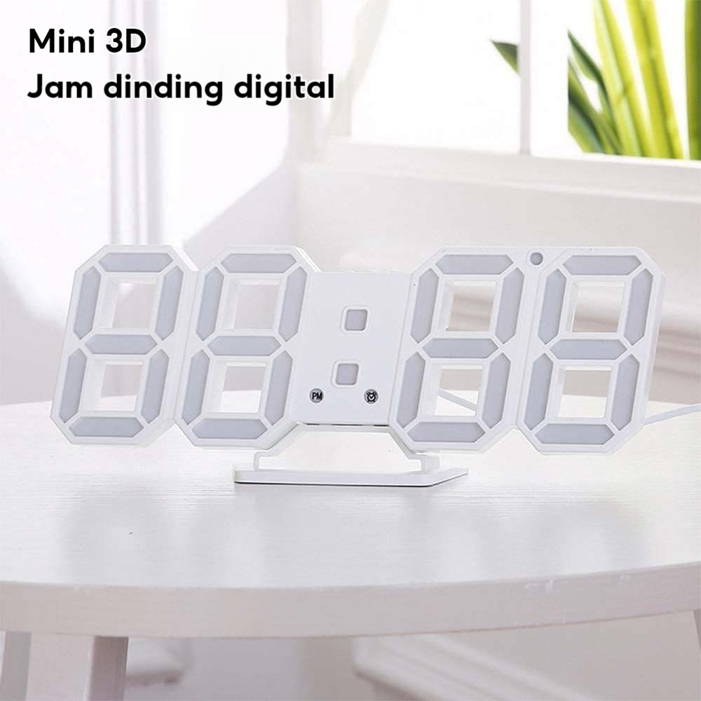 SUHU MEJA-JAM MODERN BESAR 3D/ALARM DIGITAL LED DINDING-JAM