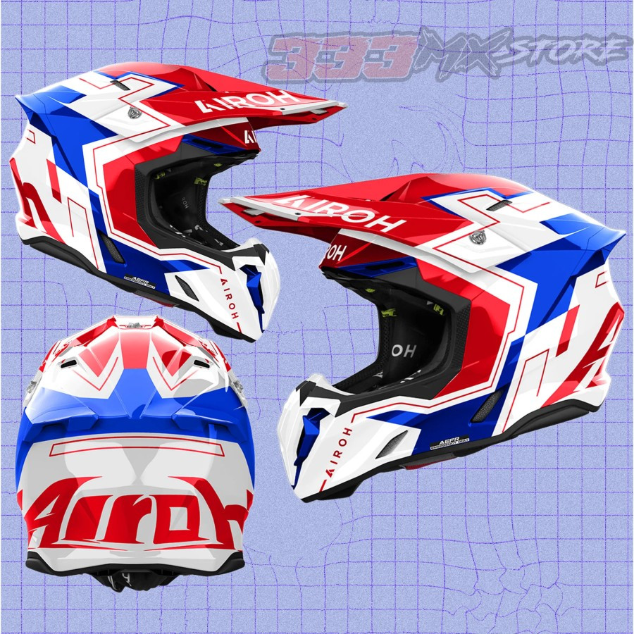 Helm Airoh Twist 3 Dizzy Blue Red Gloss Helm Motor Airoh Twist 3 Original