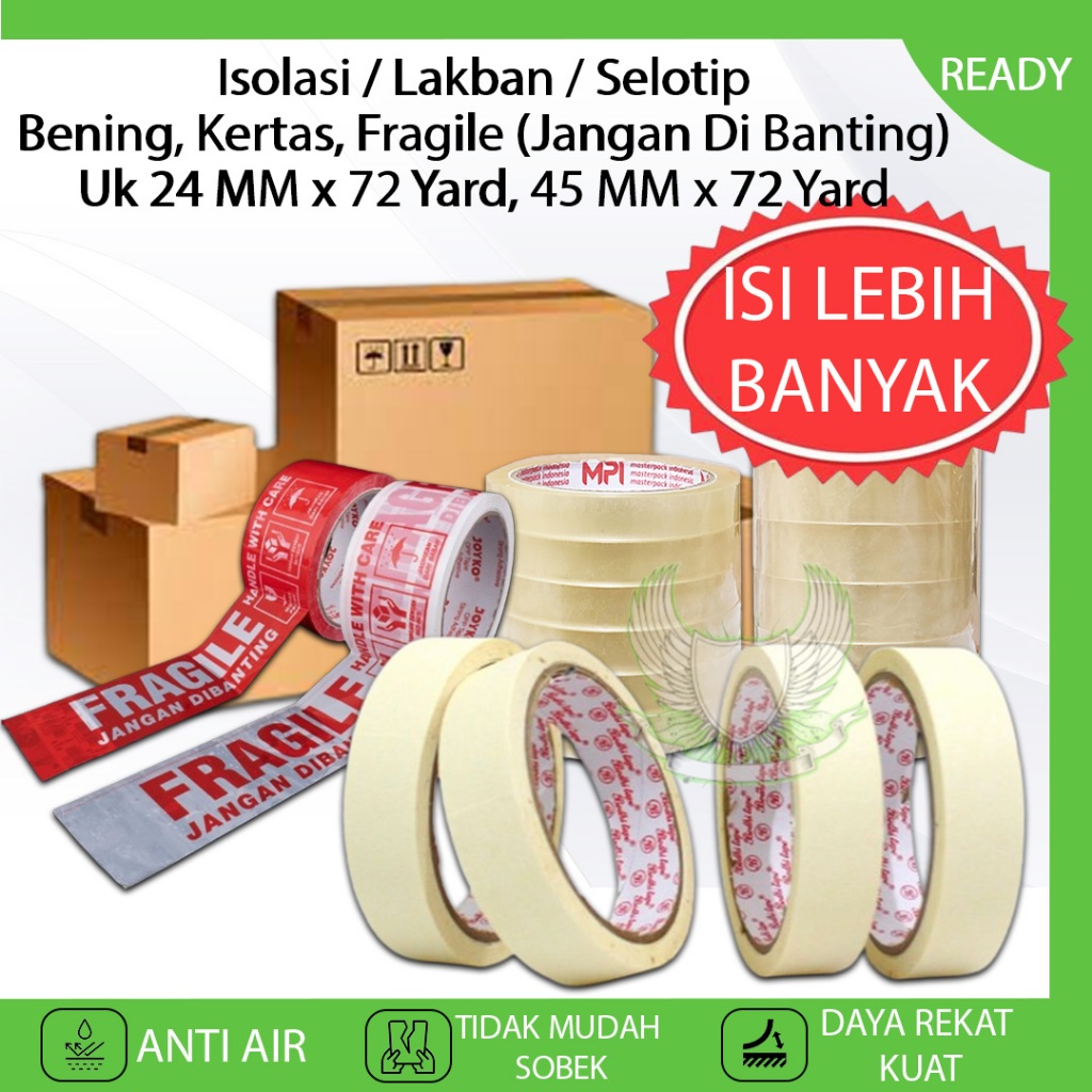 

Lakban Isolasi BENING KERTAS FRAGILE Jangan Di Banting Uk 24mm x 20m 45mm x 72m Solasi Selotip Tape Perekat Lem Kardus Paket Online Shop