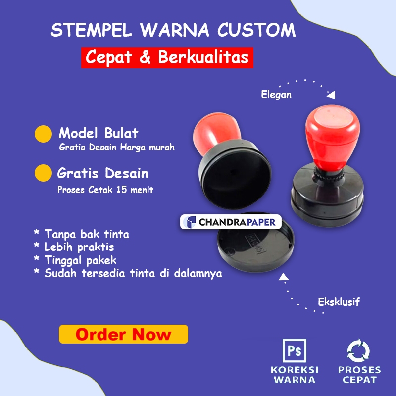 Stempel warna otomatis custom - Bulat semua ukuran