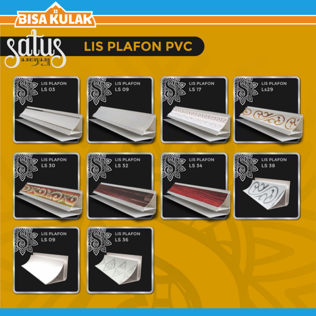 Lis dan Sambungan Plafon PVC 4 meter / Lis Plavon PVC minimalis / Lis Plavon PVC Glossy