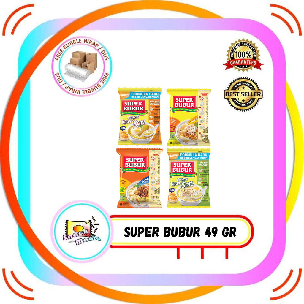 

Super Bubur Instan Ayam 45 gr Abon Sapi 49 gr Kuah Soto 46 gr