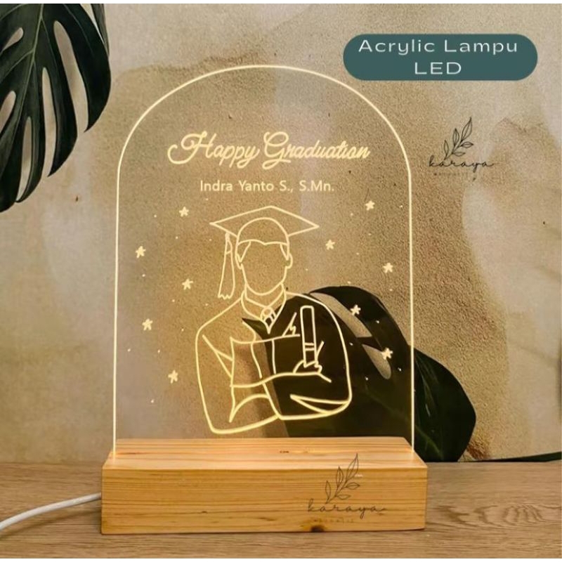 CUSTOM GIFT Akrilik LED lampu sketsa hadiah